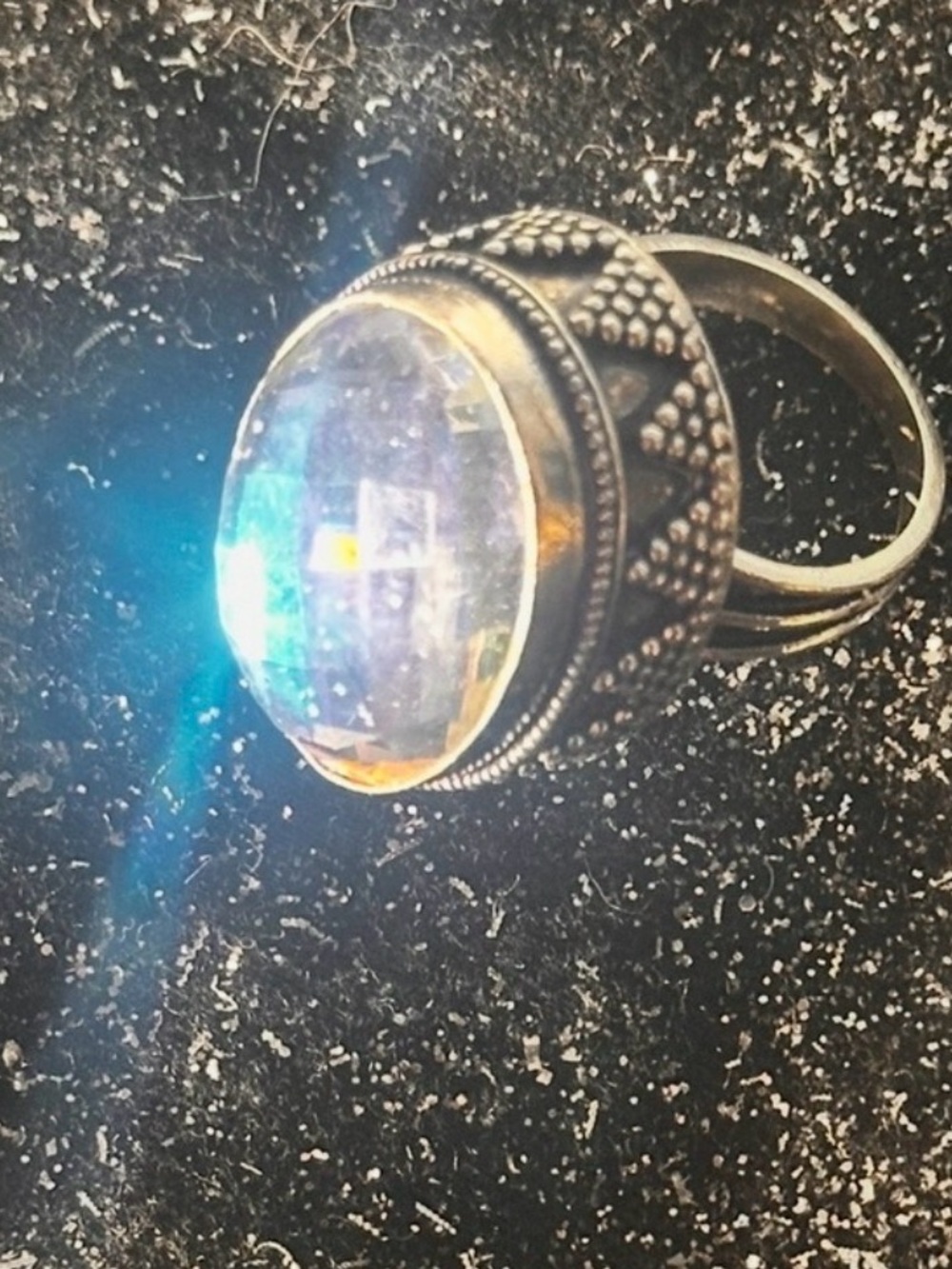 Vintage Ring S925 Elegant Borealis Auroras Crystal 6 Cts  Women's size 5.5